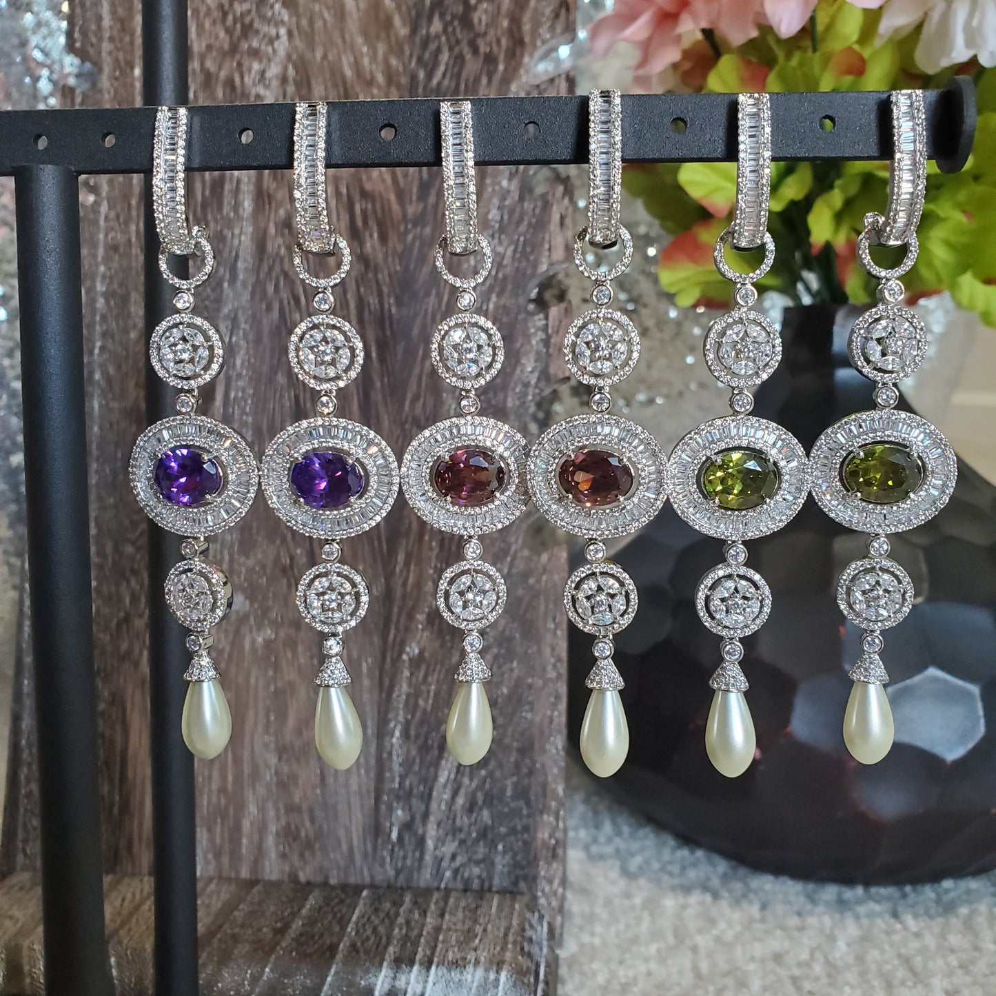 AD LIME, CHAMPAGNE & AMETHYST Earrings (SL#RJ06, RJ07, RJ08)