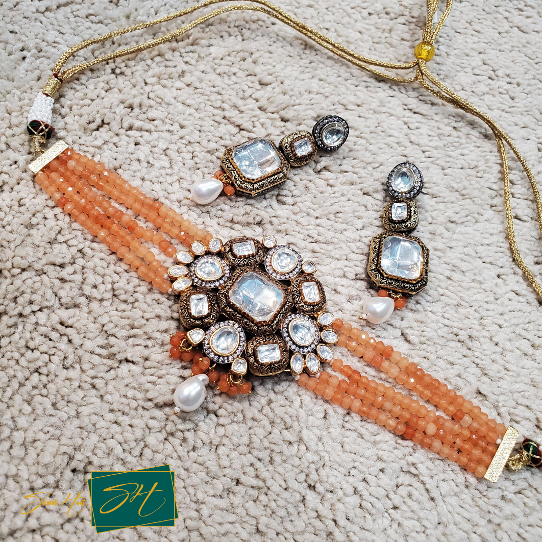 Marudhara polki peach choker (SL# RJ68)