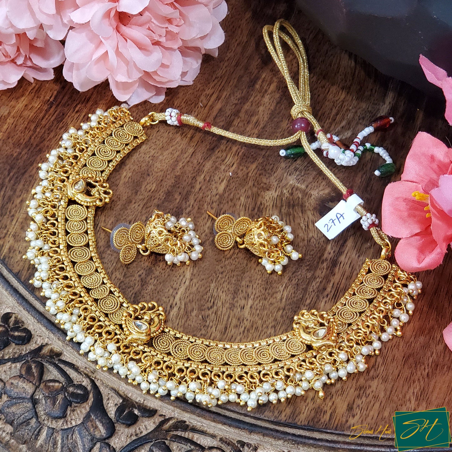 Gold Peacock Gajra Necklace set (SL# 27A)