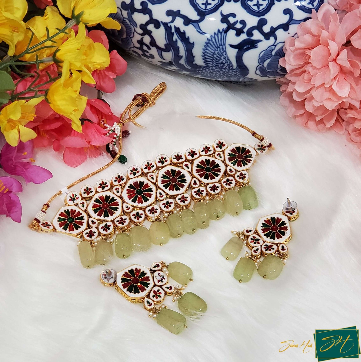 Kundan Gold Meenakari Choker Set (SL# 36)