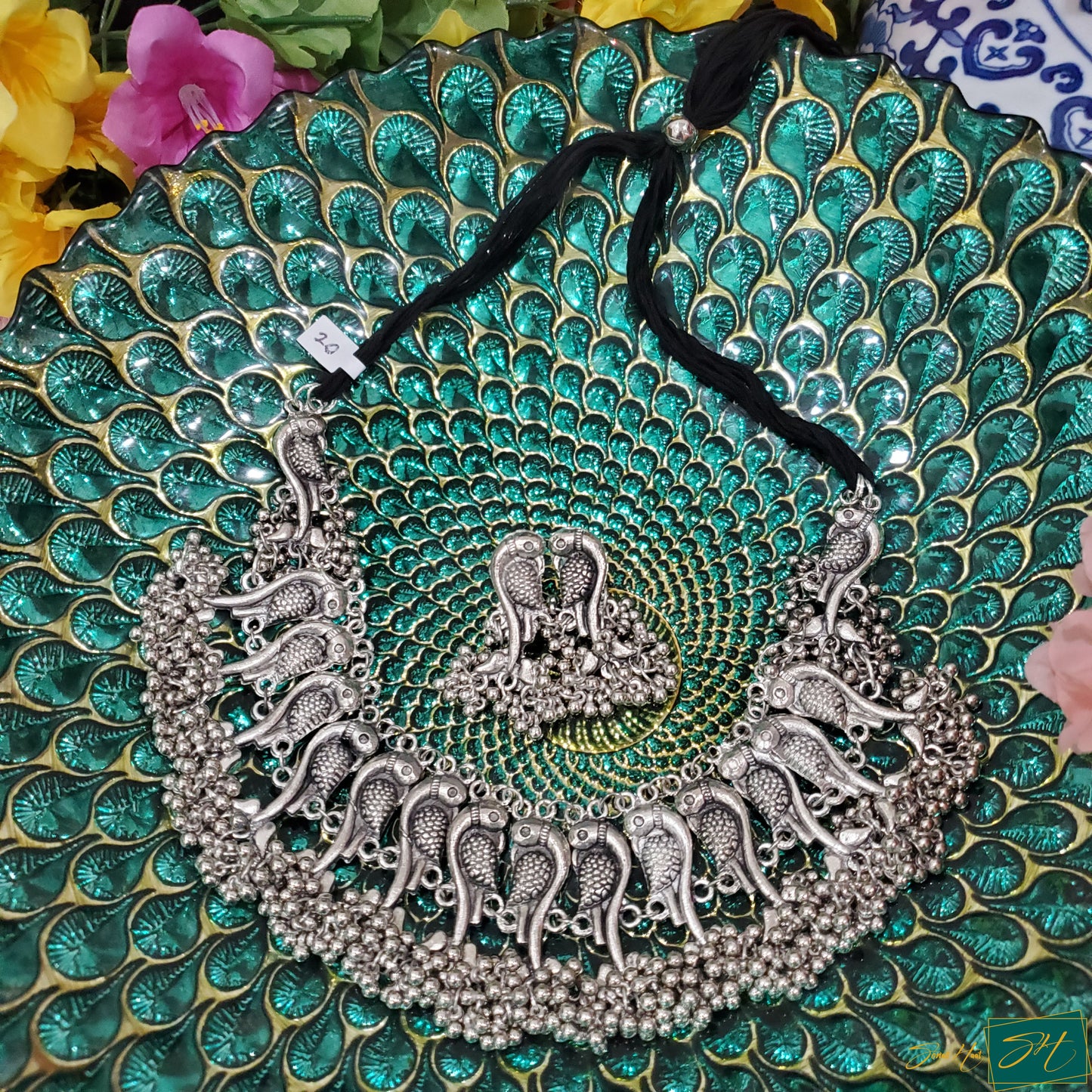 Silver Flock of Peacock Set with Gypsy Bells (SL# 20)