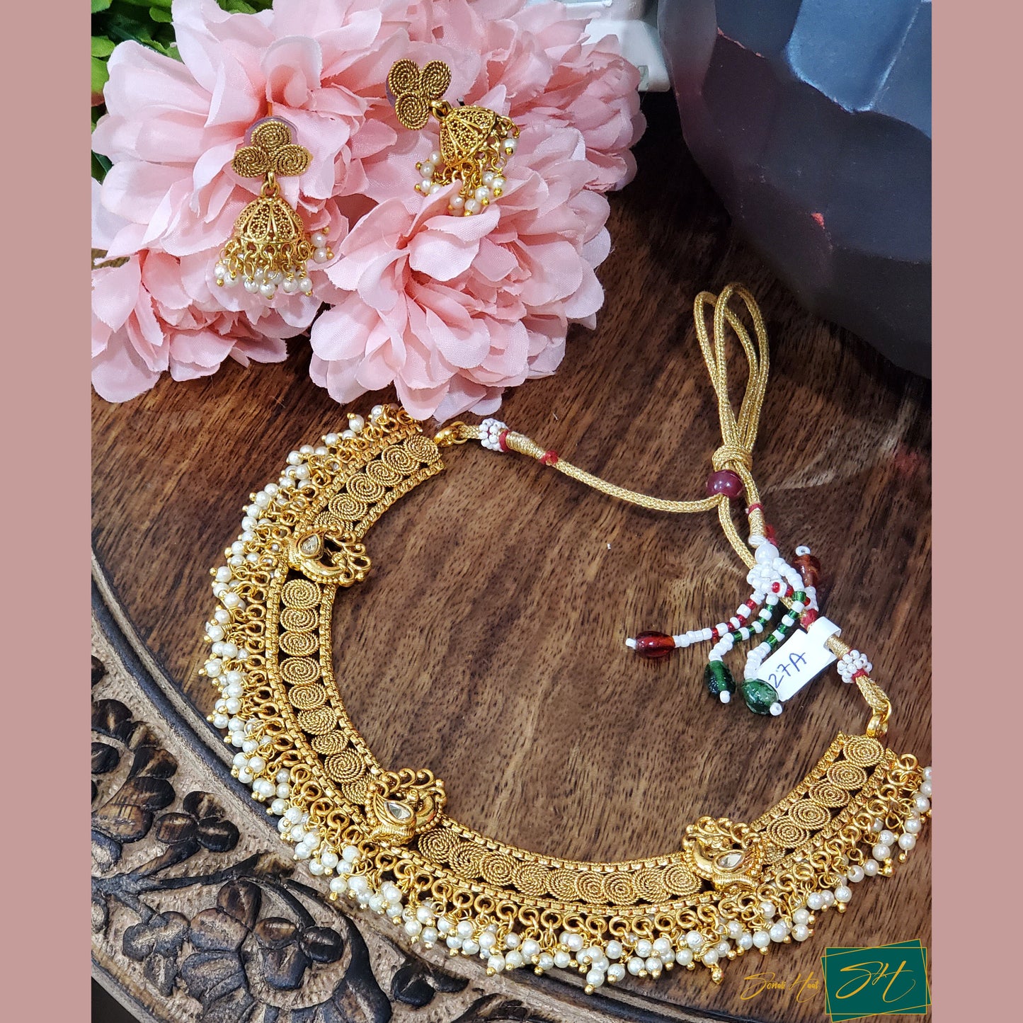 Gold Peacock Gajra Necklace set (SL# 27A)